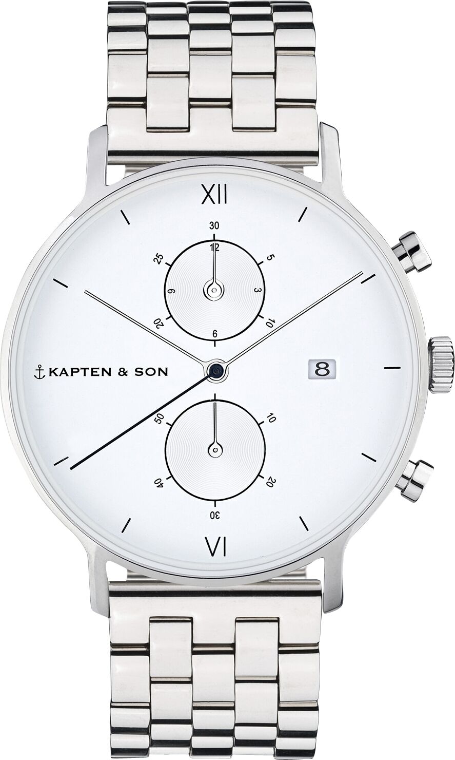 Kapten & Son Orologio analogico 'Small Chrono Steel' Argento