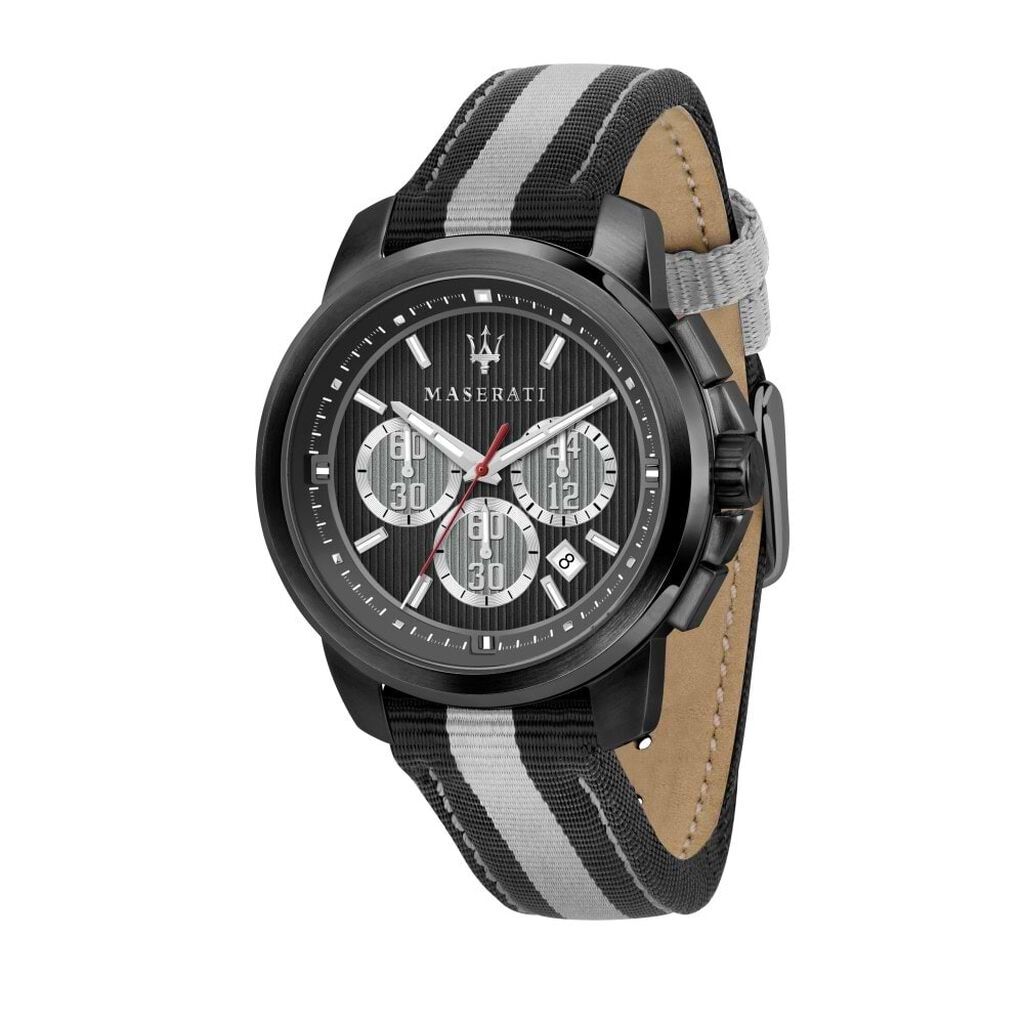 Maserati - Orologio cronografo  linea Royale cinturino bicolore cassa acciaio nero - FA-R8871637002-RE22