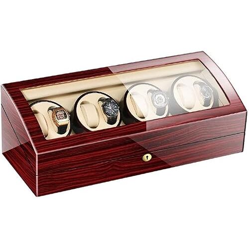 YAGFYg PU lederen piano automatische watchwinderbox met 4 rotaties en stille motor 8+9 horlogediaplay (BA) (DA)