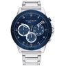 Tommy Hilfiger Zilverkleurig Heren Horloge met Blauwe Voorkant Zilverkleurig male