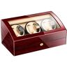 SIBEG Horlogeopwinder Automatische 6 horloges Display Box, Watch Winders voor automatische horloges Batterij Horloges Cases Horloges Boxen Winders Opbergdoos Rood