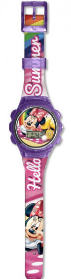 Disney horloge Minnie Mouse junior 22 cm rubber rozepaars - Multicolor,Paars