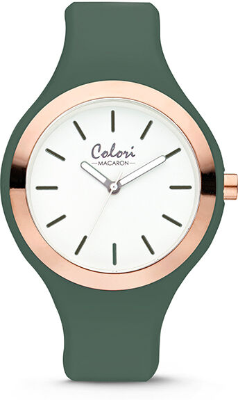 Colori Horloge Macaron staal/siliconen rosékleurig/groen 30 mm  5-COL510