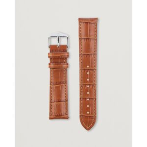 HIRSCH Duke Embossed Leather Watch Strap Honey Brown