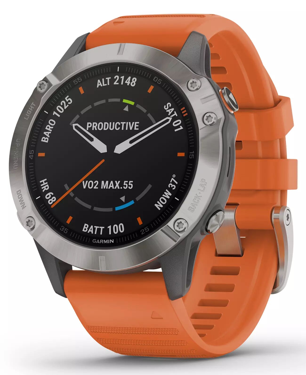 GARMIN fenix 6 Sapphire Titanium - Klokke - Oransje