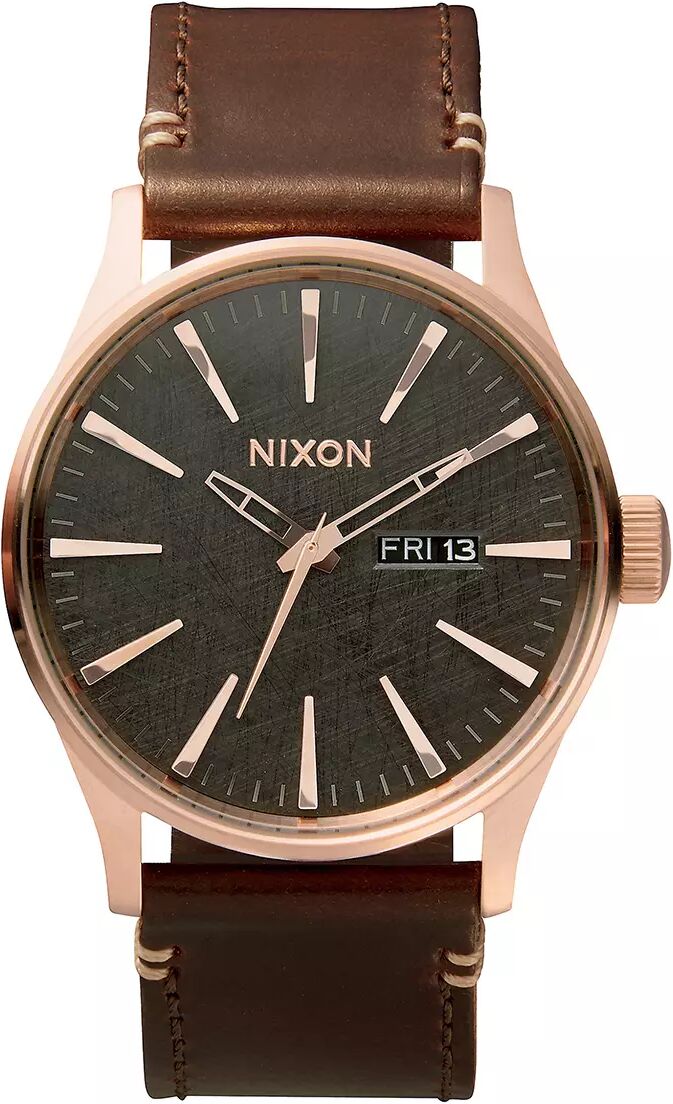 NIXON Sentry Leather - Klokke - Rose Gold/Gunmetal/Brown