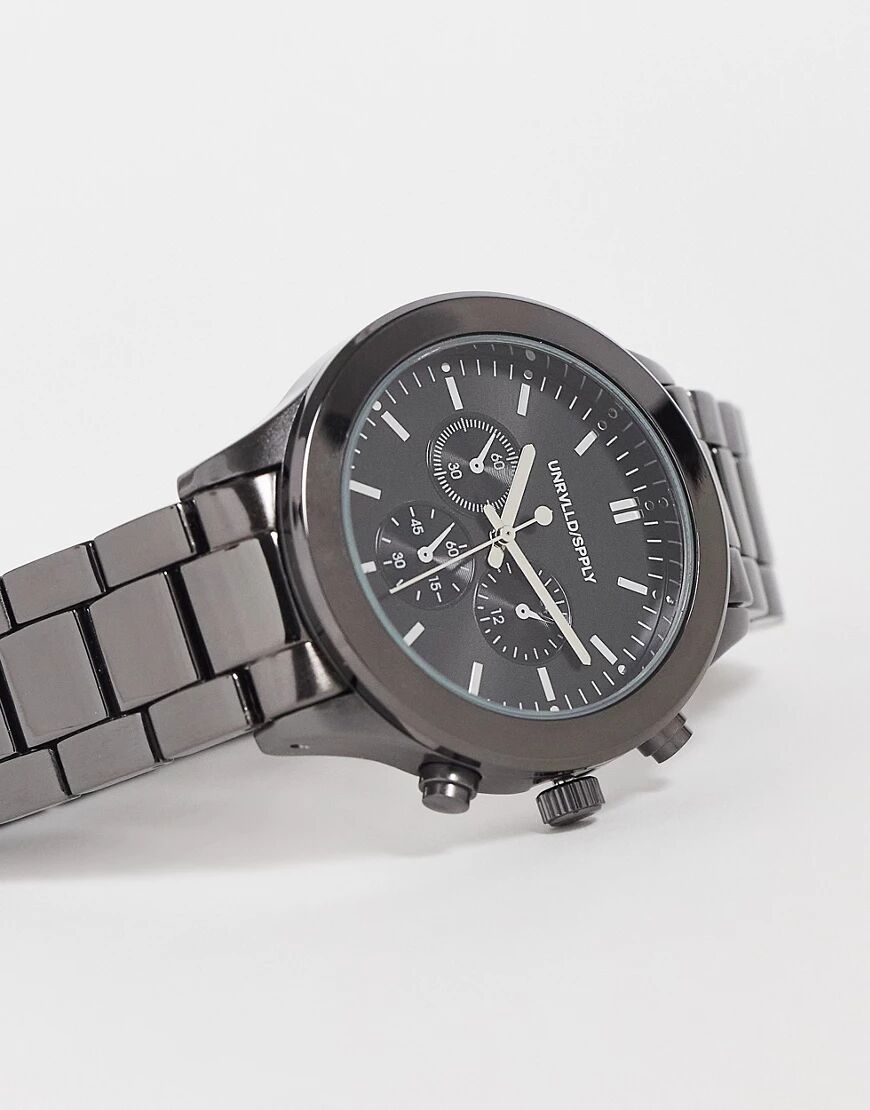 ASOS DESIGN bracelet watch in gunmetal-Silver  Silver