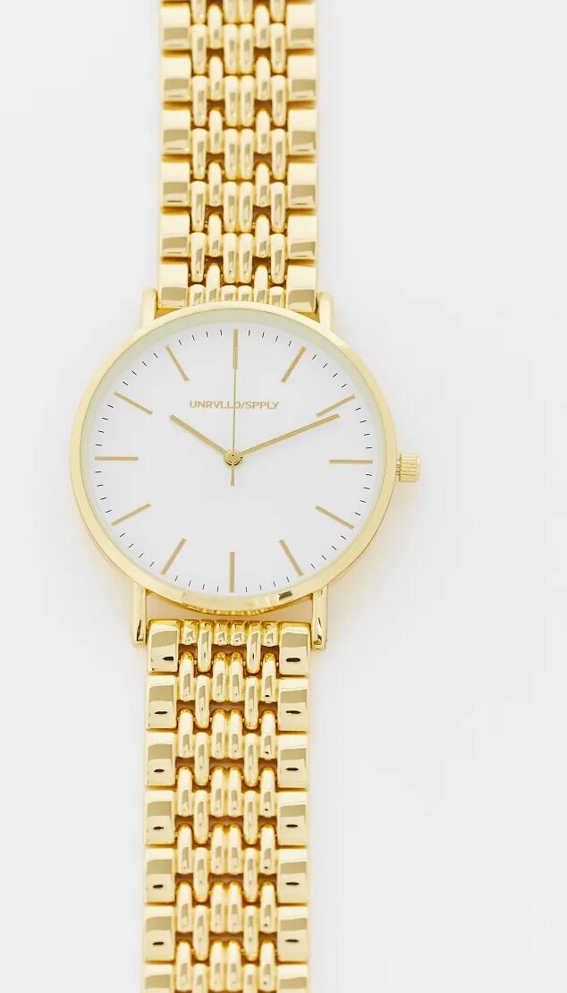 ASOS DESIGN bracelet watch with gold face in gold tone  Gold