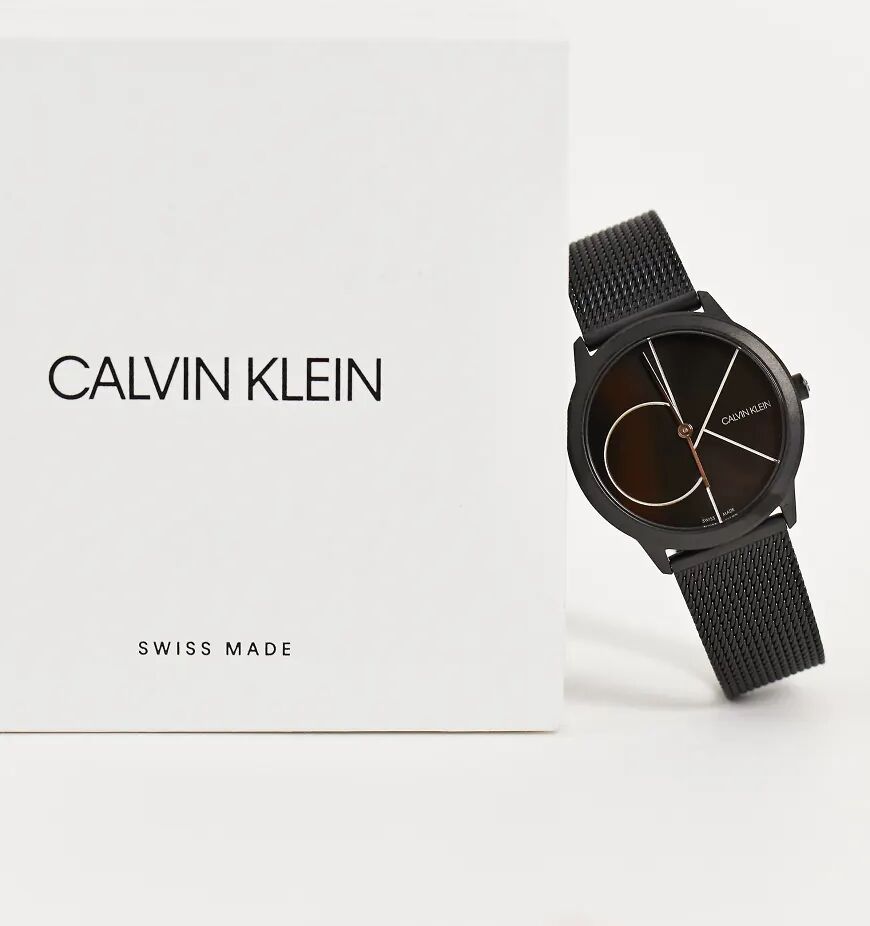 Calvin Klein logo dial watch in black  Black