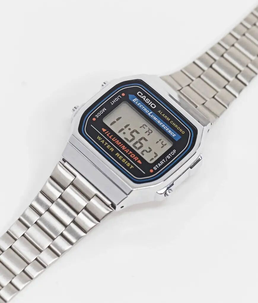 Casio A168WA-1YES Digital Bracelet Watch-Silver  Silver