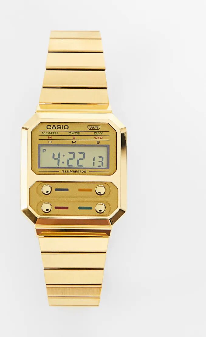 Casio Revival F-100 unisex digital bracelet watch in gold A100WEG-9AEF  Gold