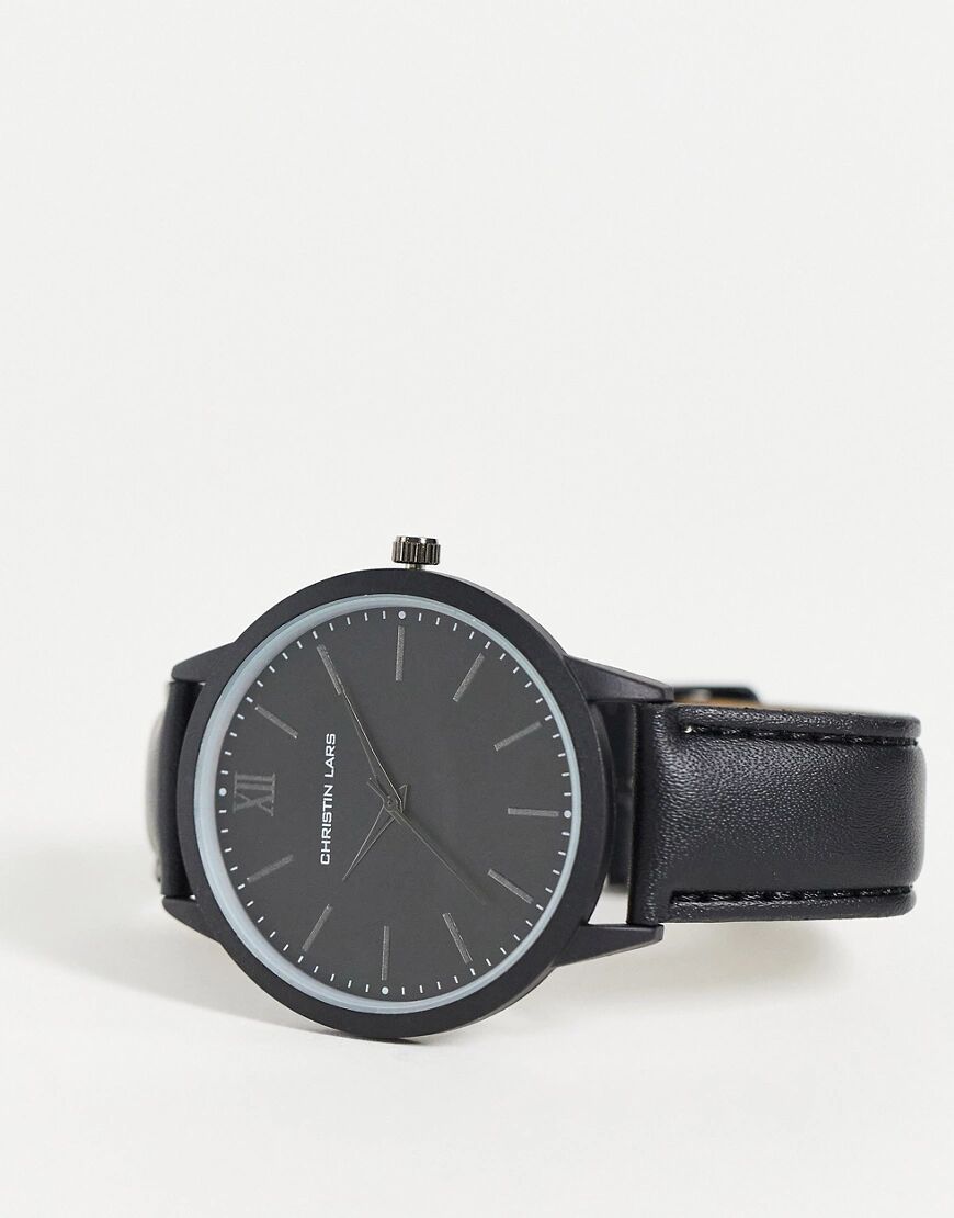 Christin lars watch with black dial and strap  Black