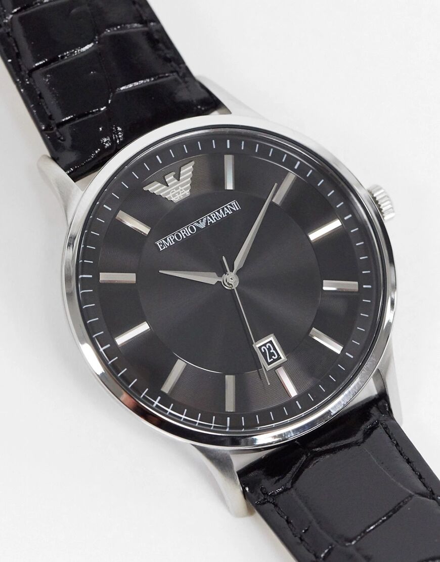 Emporio Armani leather watch in black AR11186  Black