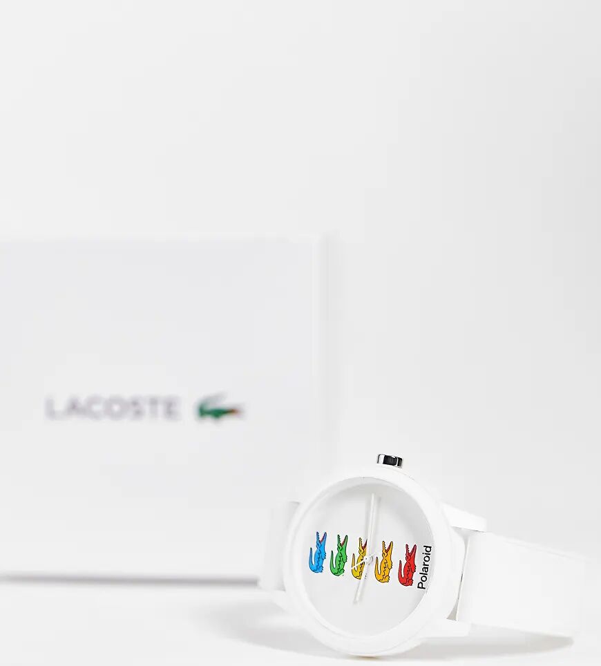 Lacoste unisex polaroid collab watch in white  White