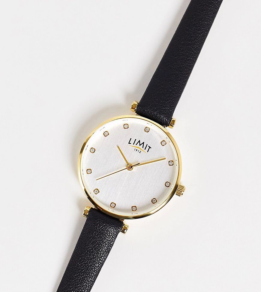Limit womens round faux leather watch in black Exclusive to ASOS  Black