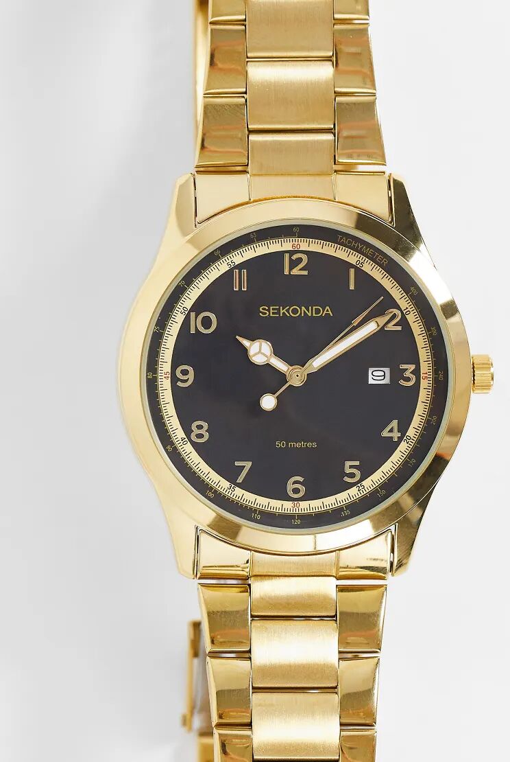 Sekonda unisex bracelet watch with black dial in gold  Gold