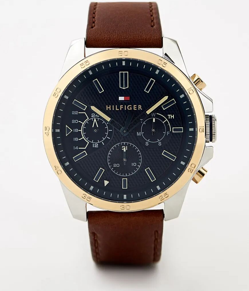 Tommy Hilfiger Decker leather watch 48m-Brown  Brown