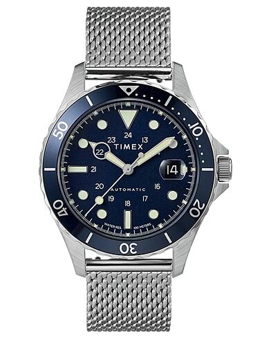 Timex Navi XL Automatic 41mm Steel/Blue Dial