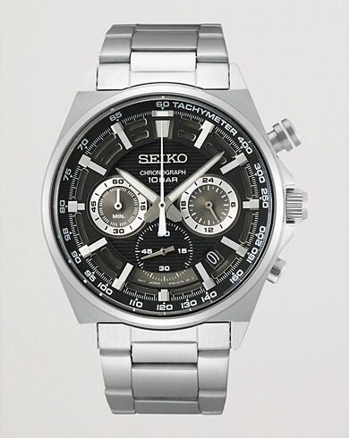 Seiko Chronograph 41mm Steel Black Dial