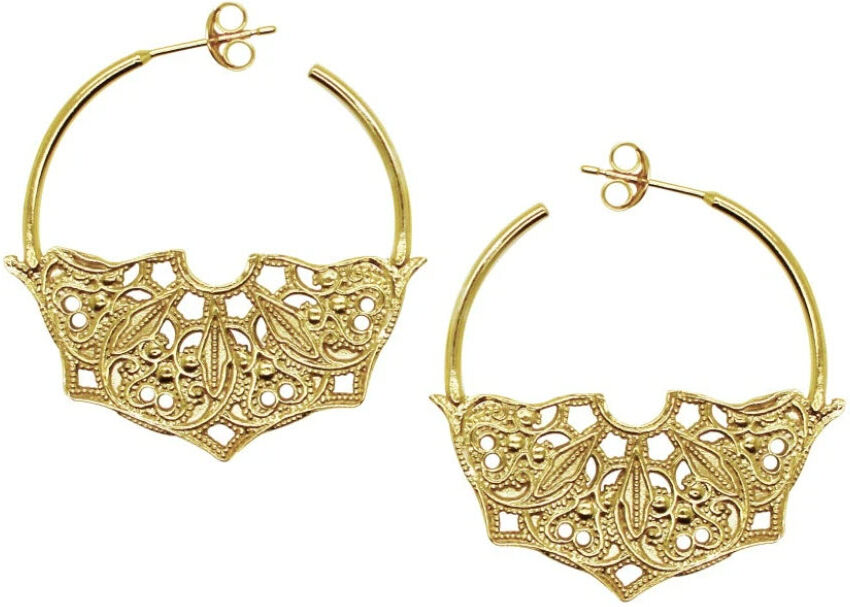 Lucy Ashton Half Mandala Hoop Earrings Gold Plated