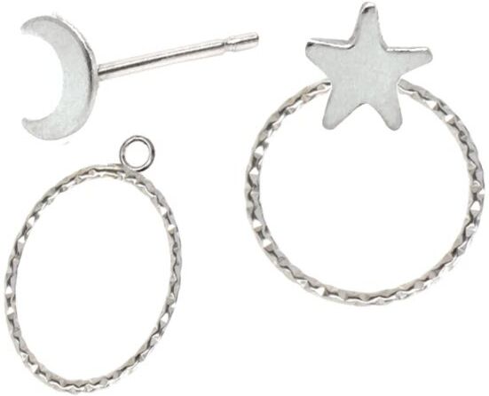 Lucy Ashton Moon and Star Stud Earrings and Ear Jackets