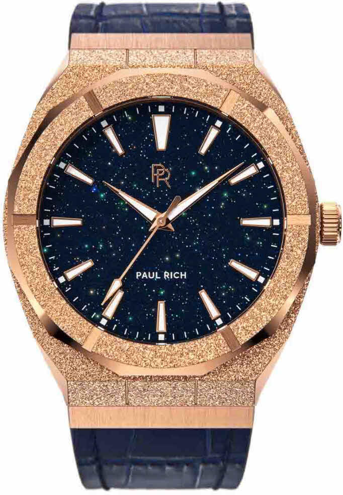 Paul Rich Frosted Star Dust - Rose Gold Color Leather 45mm