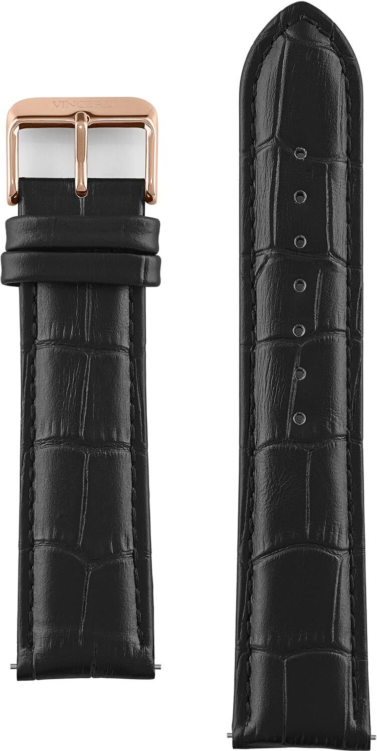 Vincero Black Croc Rose Gold Strap 22mm Bla-Rg-R01