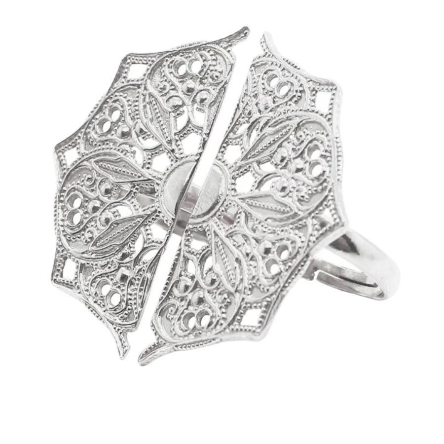 Lucy Ashton Half Moon Mandala Rings Silver