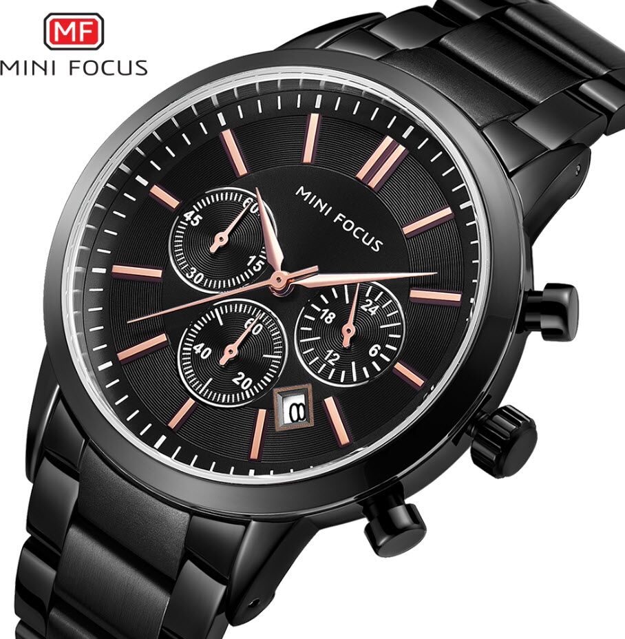 Mini Focus Classic Chronograph Black Steel 0188