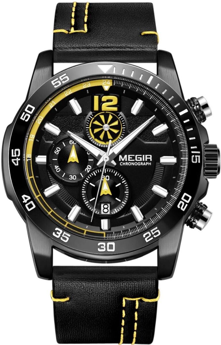 Megir Chronograph Black Yellow 2131