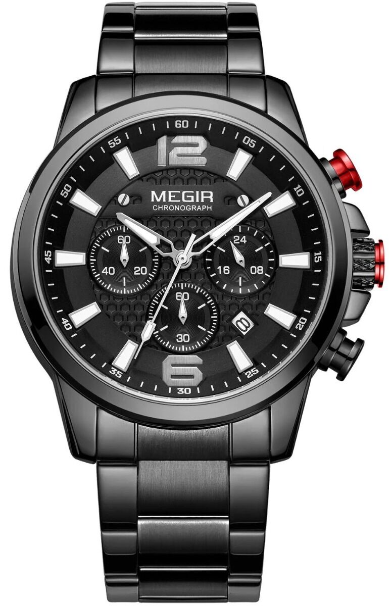 Megir Fusion Chronograph Black Steel 2154