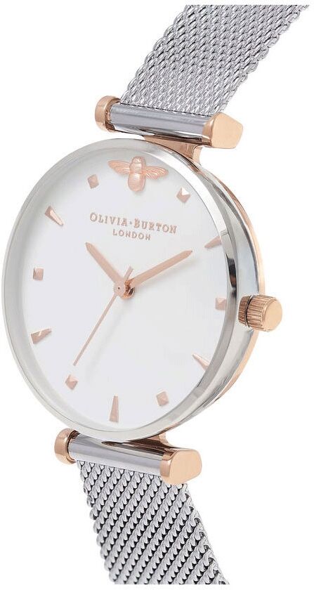 Olivia Burton Queen Bee Silver & Rose Gold Mesh OB16AM140