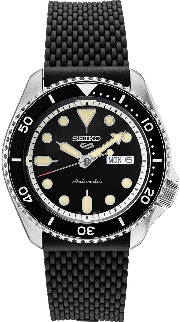 Seiko Sølvfarget urkasse med silikon lenke - Seiko 5 Sports Suits Style Automatic SRPD73K2