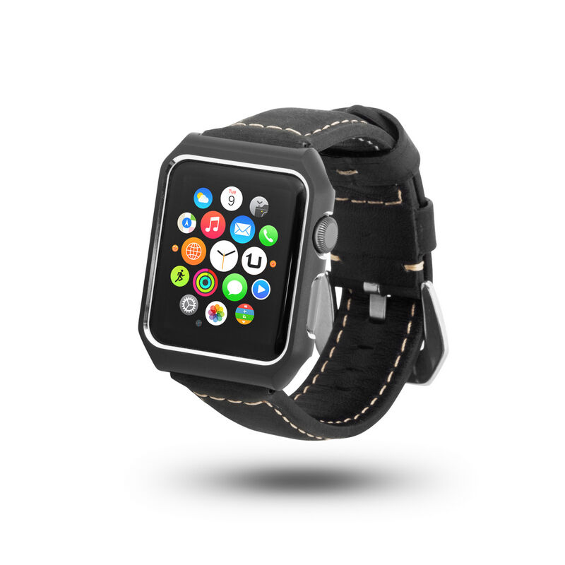 Unotec correa cuero negra para apple watch 42mm