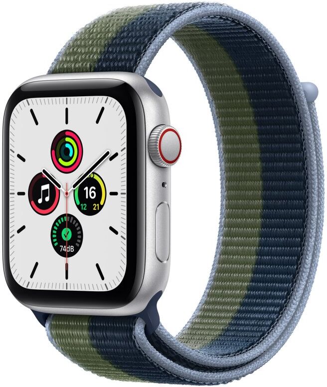 Apple watch se 2021 gps + cellular 44mm aluminio plata con correa azul/verde