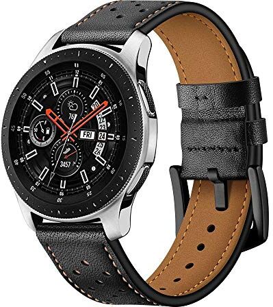 0795787713402 Tech-Protect Läder för Samsung Galaxy Watch 41 mm läder, läderarmband ersättningsband armband kompatibelt med Galaxy Watch 3 armband med äkta läder, svart