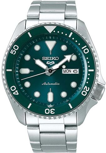 Seiko 5 Sports Mens 43mm 100m Automatic Steel/Green Dial