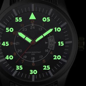 yunmanlei Military Men Stainless Steel Luminous Dial Date Display Luxury Sport Wrist Watch