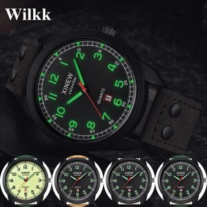 A qi Wilkk Men's Leather Date Casual Analog Quartz Wrist Watch Business Watches Gifts