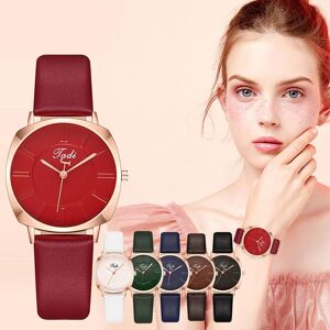 Leather world Ladies Fashion Leather Strap Analog Quartz Round Watch Memorial Gift