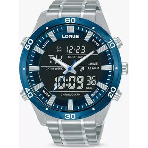 Lorus Men's Analogue/Digital Duo Display Bracelet Strap Watch, Silver/Blue RW647AX9 - Silver/Blue RW647AX9 - Male