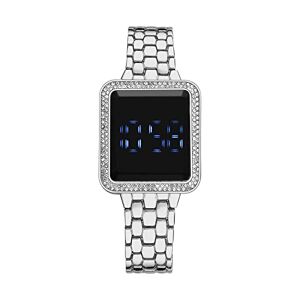Generic Women%27s+Watches The Trend LED Display Touchs Large Screen Ladies' Electronic Watches Luxury Diamond Watches Nylon Watches (Silver, One Size)