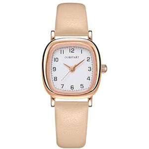 jyibinee Women Square Watch Casual Dial Ladies Quartz Adjustable Faux Leather Strap High Accuracy Exquisite Commute Wristwatch Khaki