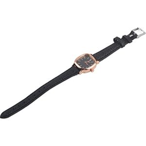 Generic Dainty Watch, Analog Watches, Analog Wristwatches, Women Analog Quartz Watch PU Strap Alloy Case Female Wristwatch (Black Strap White Dial) (Black Belt Black Plate)