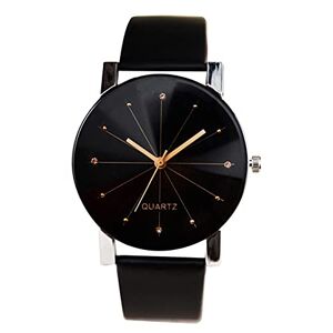Njgrae Men Watch Leather Strap Line Analog Quartz Ladies Wrist Watches Fashion Watch (A)