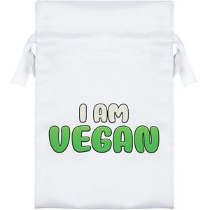 Azeeda 20cm 'I Am Vegan' Satin Drawstring Bag/Pouch (SB00068924)