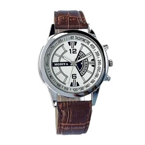 Leadthin Men's Quartz Watch, Men Quartz Watch Round Dial Alloy No Delay Adjustable Faux Leather Strap Time-Checking High Accuracy Wristwatch Business Commute