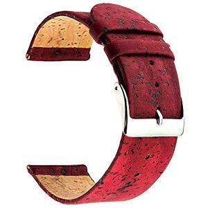 SecTime Real Cork Watch Strap Band Vegan Polished Stainless Steel Buckle Spring Bars (12mm, Maroon)