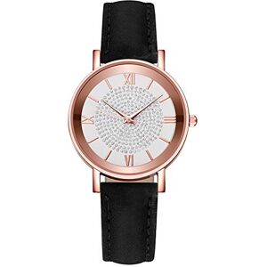 Singular-Point Women's Watch Round Diamond Dial, Luxury Ladies Belt Watch Analog Roman Numeral Quartz Watch Women's Vintage Business Watch