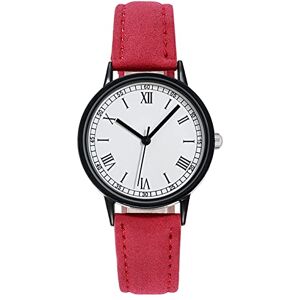 DOGZI Watches for Women Sale,Women Quartz Watches Fashion PU Leather Band Analog Quartz Wrist Watches Simlpe Casual Roman Number Round Dial Case Female Watches Gifts,Red,U55K